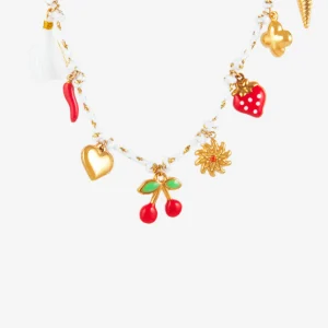 Collier cordon breloque cerise